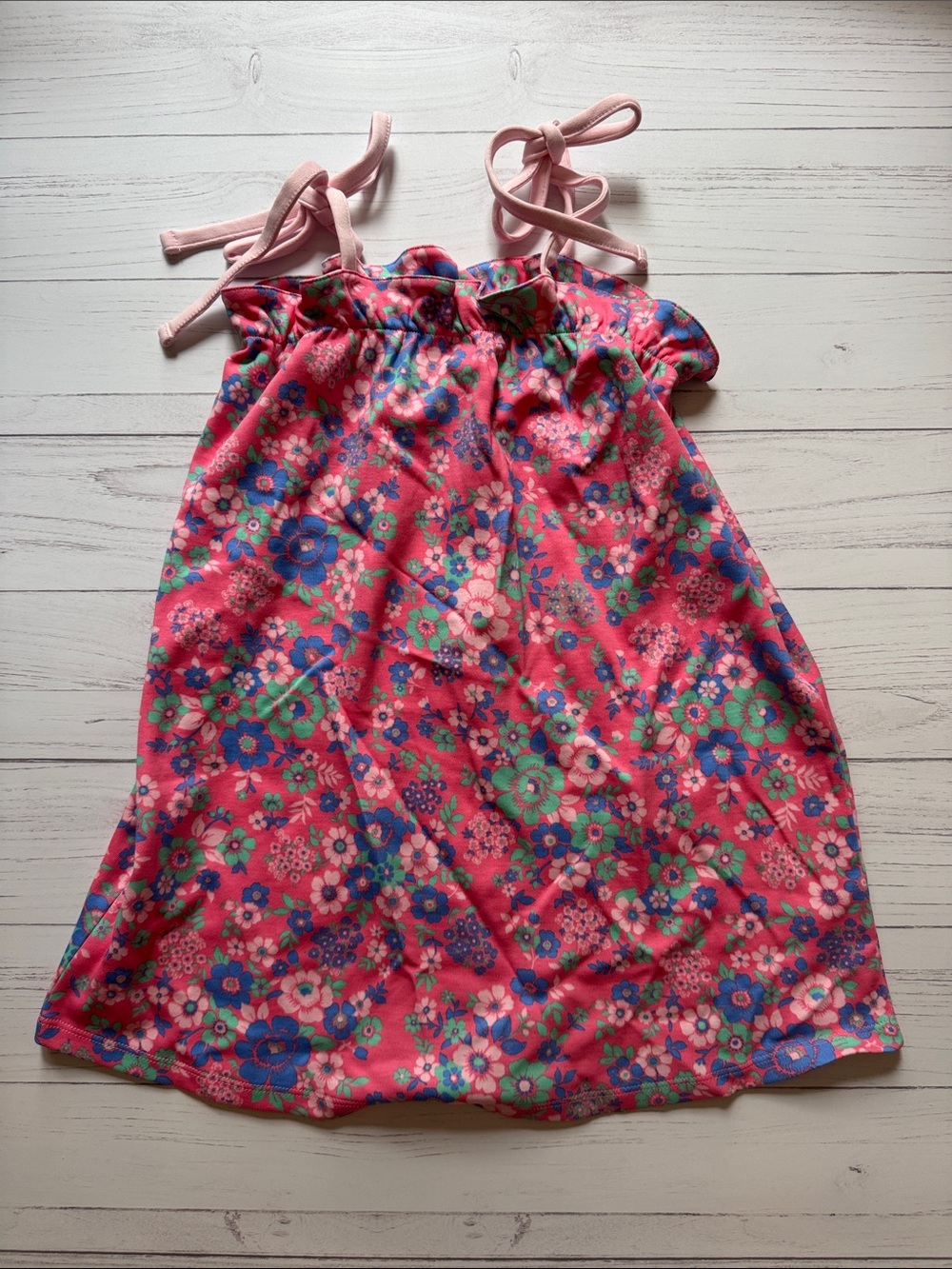 NWT TBBC Girls' Pink Floral Sundress with Tie Straps